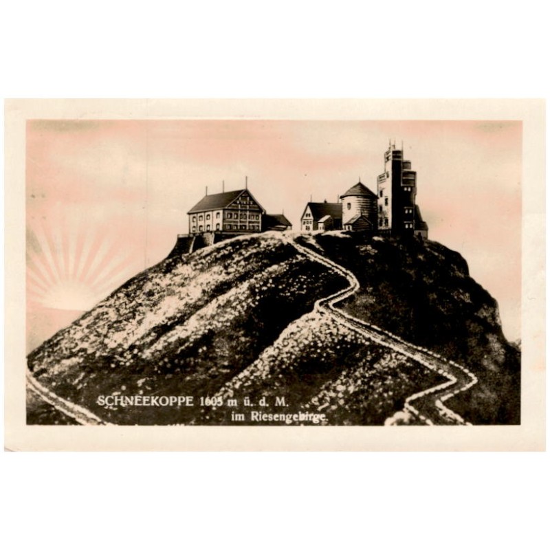Schneekoppe 1605 m ü. d. M. im Riesengebirge.
