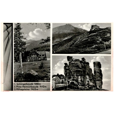 1. Schlingelbaude 1068 m. 2. Prinz Heinrichbaude 1410 m. 3. Mittagsteine 1423 m