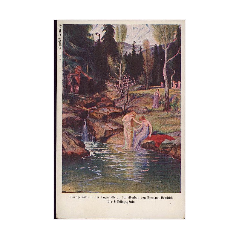 Wandgemälde in der Sagenhalle zu Schreiberhau von Hermann Hendrich. Die Frühlingsgöttin