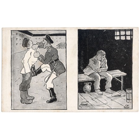 A gdy się dostał w kasarni mury Feldwebel pięścią uczył kultury. A chociaż dokuczał i lżył i bił. Gdy Ślązak pisnął w areszcie g