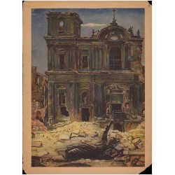 Warszawa. - Kościół Św. Krzyża przy Krakowskim Przedmieściu, zburzony i spalony przez Niemców podczas Powstania w 1944 r. [...]