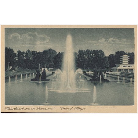 Wasserkunst an der Roseninsel. Entwurf Allinger. Gugali. Deutsche Gartenbau- und Schlesische Gewerbe-Ausstellung Liegnitz 1927.