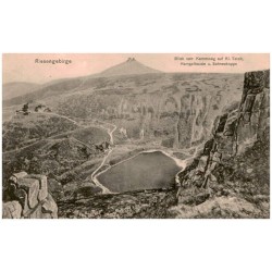 Riesengebirge. Blick vom Kammweg auf Kl. Teich, Hampelbaude u. Schneekoppe
