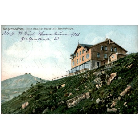 Riesengebirge, Prinz Heinrich Baude mit Schneekoppe.