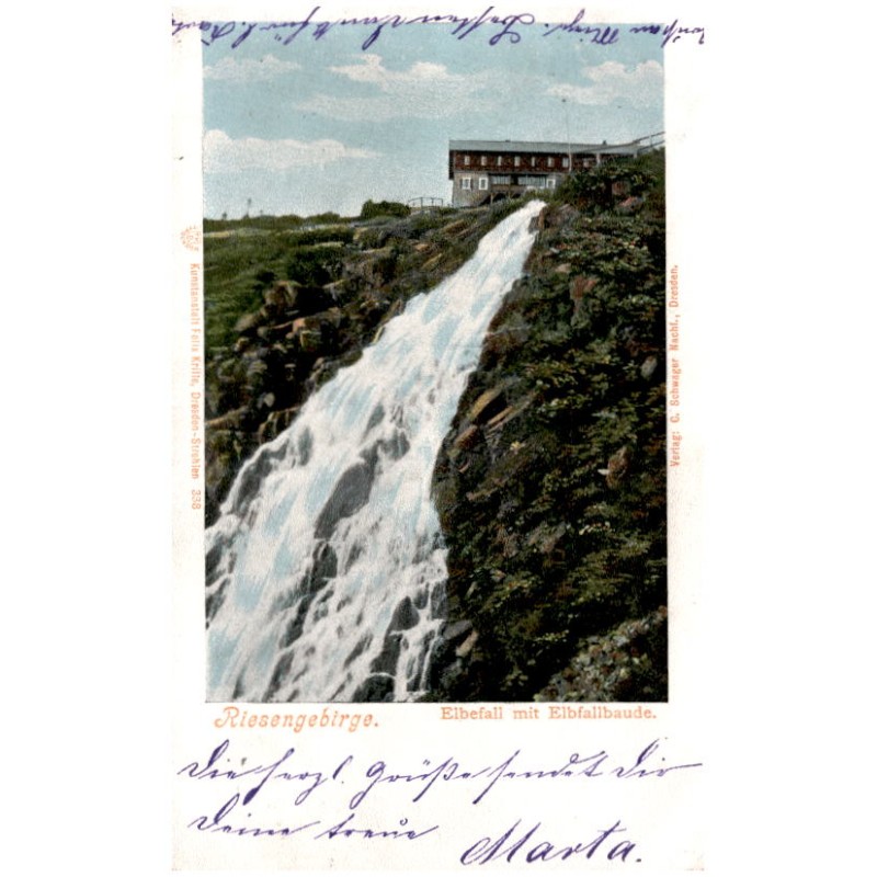 Riesengebirge. Elbefall mit Elbefallbaude.