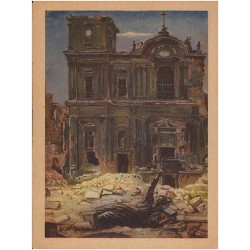 Warszawa. - Kościół Św. Krzyża przy Krakowskim Przedmieściu, zburzony i spalony przez Niemców podczas Powstania w 1944 r. [...]