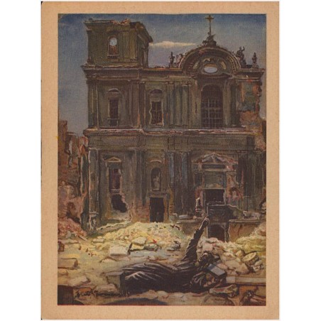 Warszawa. - Kościół Św. Krzyża przy Krakowskim Przedmieściu, zburzony i spalony przez Niemców podczas Powstania w 1944 r. [...]