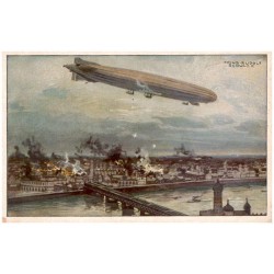 Luftschiff "Schütte-Lanz" Warschau bombardierend. Nach einem Gemälde von Prof. Hans Rudolf Schultze, Berlin.