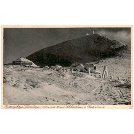 Riesengebirge. Schneekoppe 1605 m ü. d. M. mit Schlesierhaus u. Riesenbaude