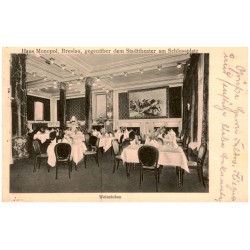 Haus Monopol, Breslau, gegenüber dem Stadttheater am Schlossplatz. Weinstuben / Rewers: Haus Monopol. Breslau vis-à-vis dem Stad