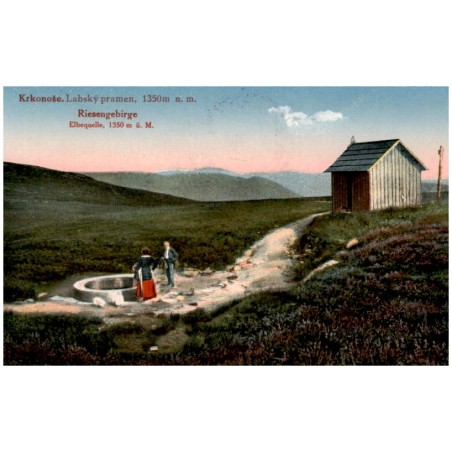 Krkonoše. Labský pramen, 1350 m n. m. Riesengebirge. Elbequelle, 1350 m ü. M.