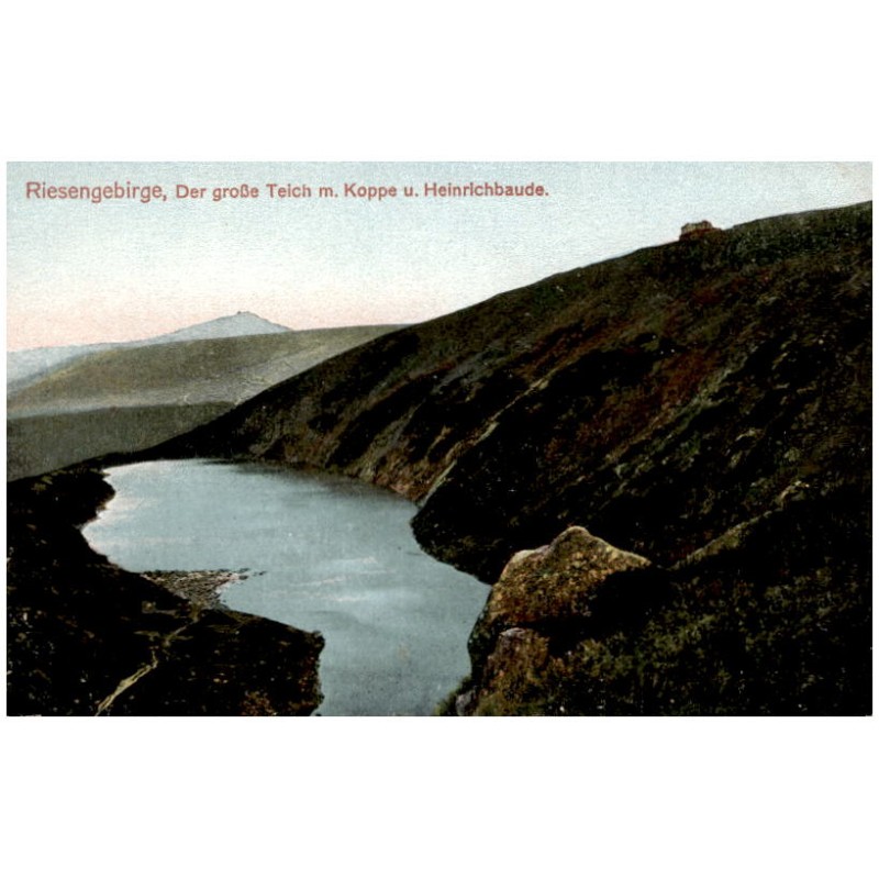 Riesengebirge, Der große Teich m. Koppe u. Heinrichbaude.
