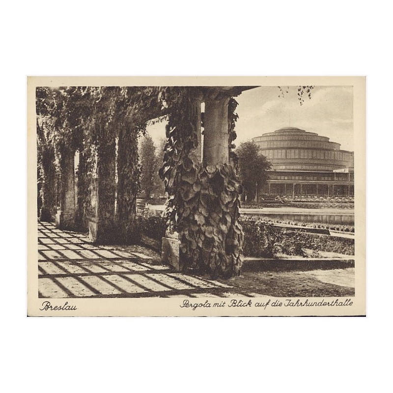 Breslau. Pergola mit Blick auf die Jahrhunderthalle
