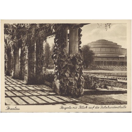 Breslau. Pergola mit Blick auf die Jahrhunderthalle