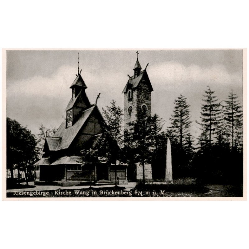Riesengebirge Kirche Wang in Brückenberg 874 m. ü. M. / Rewers: Die Kirche Wang wurde 1842 [...]