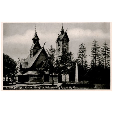 Riesengebirge Kirche Wang in Brückenberg 874 m. ü. M. / Rewers: Die Kirche Wang wurde 1842 [...]