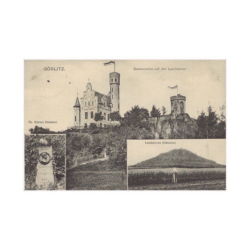 Görlitz. Restauration auf der Landskrone. Th. Körner-Denkmal. Landskrone (Ostseite)