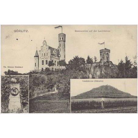 Görlitz. Restauration auf der Landskrone. Th. Körner-Denkmal. Landskrone (Ostseite)