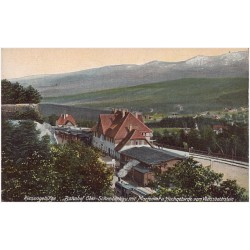 Riesengebirge. Bahnhof Ober-Schreiberhau mit Mariental u. Hochgebirge vom Weissbachstein