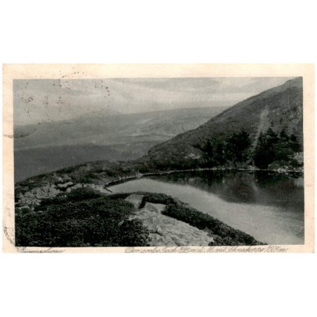 Riesengebirge. Der grosse Teich 1225 m ü. M. mit Schneekoppe 1605 m.
