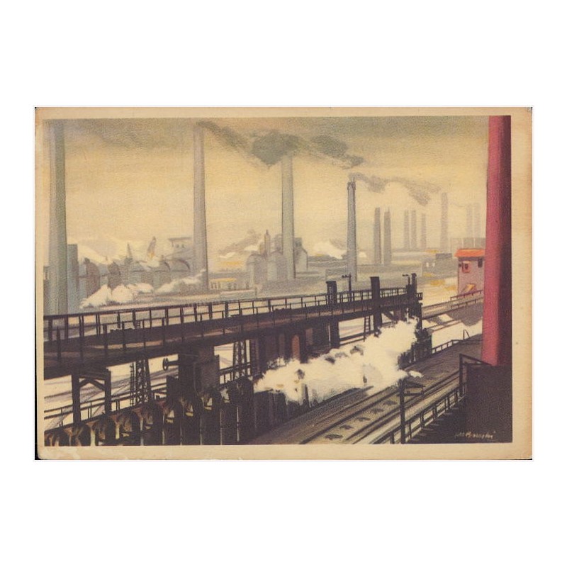 Rewers: Proj. J. M. Brzeski Ogólny widok huty żelaza