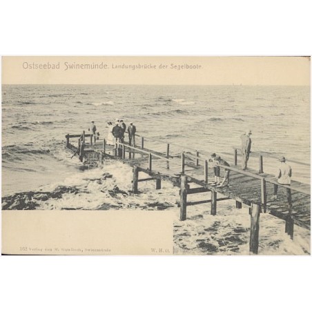Ostseebad Swinemünde. Landungsbrücke der Segelboote