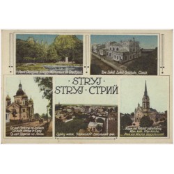 STRYJ · STRYJ · СТРИЙ Park Olszyna. Krieger-Monument im Stadtpark. Tow. Sokól. Sokol-Gebäude. Сокіл. Gr. kat. Cerkiew na Łanach.