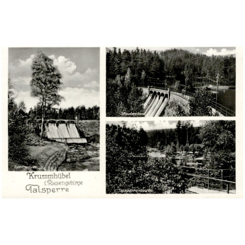 Krummhübel i. Riesengebirge. Talsperre. Sperrmauer. Staubecken. Talsperrenbaude