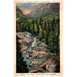 Tatry - Tátra. Velký vodopád. Tarpatak nagy vizesése. Kohlbachtaler großer Wasserfall.