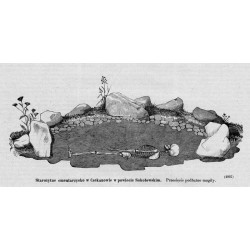 "Starożytne cmentarzysko w Czekanowie w powiecie Sokołowskim. Przecięcie podłużne mogiły. (4937)"