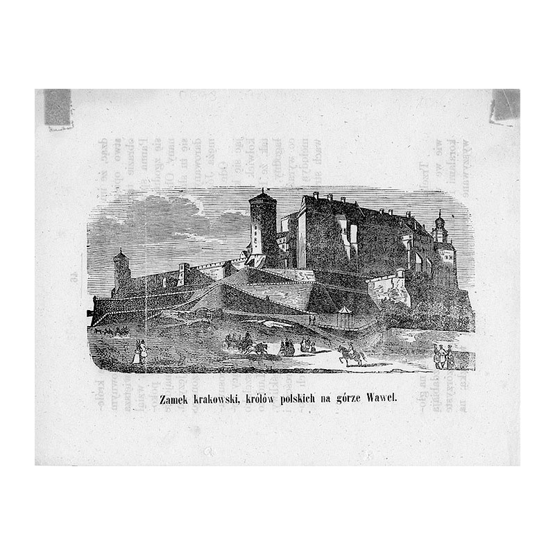 "Zamek krakowski, królów polskich na górze Wawel."