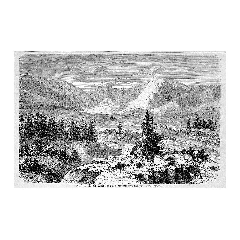 "Nr. 310. Altai: Ansicht aus dem östlichen Sajangebirge. (Nach Radde.)"