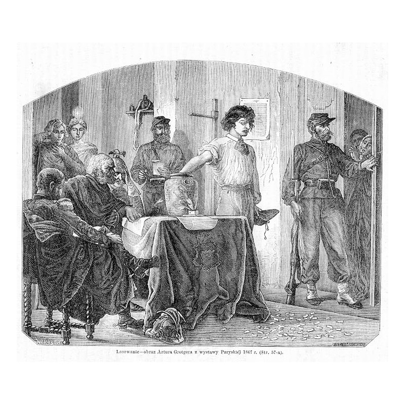 "Losowanie - obraz Artura Grotgera z wystawy Paryskiéj 1867 r. [...]"
