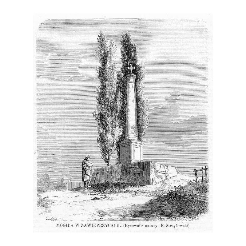 "MOGIŁA W ZAWIEPRZYCACH. (Rysował z natury F. Strzyżowski)"