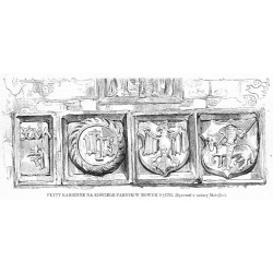 "PŁYTY KAMIENNE NA KOŚCIELE FARNYM W NOWYM SĄCZU. (Rysował z natury Matejko)."