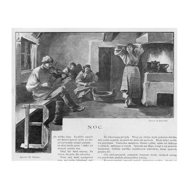 "NOC. Rysował Wł. Tetmajer. Rytował A. Zajkowski."