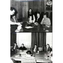 Zestaw 14 fotografii z uroczystości i oficjalnych spotkań na Politechnice Śląskiej w Gliwicach