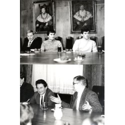 Zestaw 14 fotografii z uroczystości i oficjalnych spotkań na Politechnice Śląskiej w Gliwicach