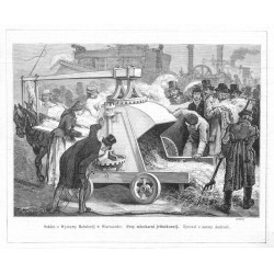 "Szkice z Wystawy Rolniczéj w Warszawie: Przy młockarni jednokonnéj. Rysował z natury Andriolli. (2830)"