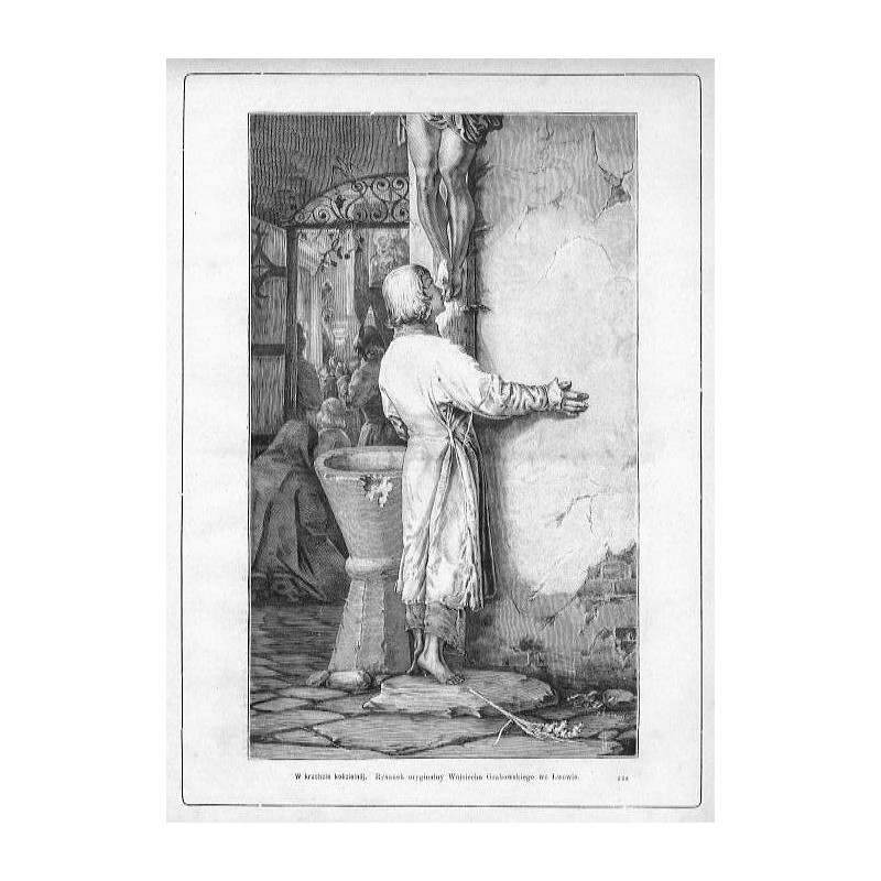"W kruchcie kościelnéj. Rysunek oryginalny Wojciecha Grabowskiego we Lwowie. 328"