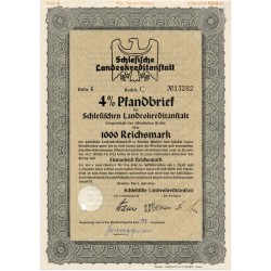 Schlesische Landeskreditanstalt. Reihe 4. 4% Pfandbrief 1000 Reichsmark. Breslau / Wrocław 1.07.1944