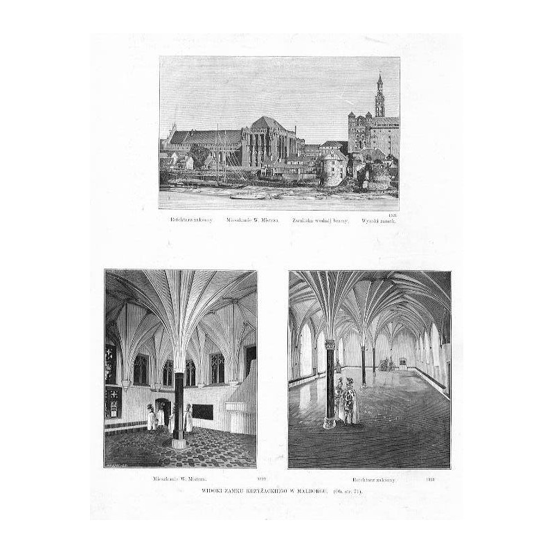 Widoki zamku krzyżackiego w Malborku / "WIDOKI ZAMKU KRZYŻACKIEGO W MALBORGU. [...] 1) "Refektarz zakonny. Mieszkanie W. Mistrza