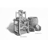 "Bauernhandmühle." / "Schlußbild (Bauernhandmühle mit Brandtechnik-Ornamenten - großer strohgeslochtener Kornbehälter- schilsges