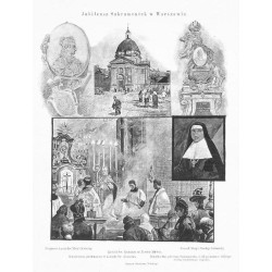 "Jubileusz Sakramentek w Warszawie. Fragment z pomnika Maryi Kaźmiry. Kościół Św. Kaźmirza na Nowém-Mieście. Pomnik Maryi Józefi