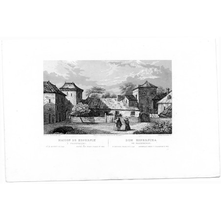 "Maison de Kopernik a Frauenbourg. Dom Kopernika we Frauenburgu. w którym umarł w r. 1543 odzwiedzany przez Napoleona r. 1802" /