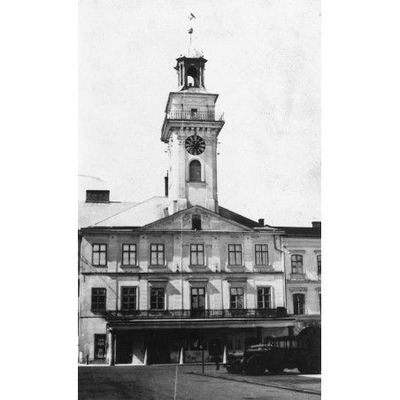 "Teschen. Altes Rathaus am A. H. Platz. Aufn. Feuer. 1 sp [?] Pf heute / Cieszyn. Stary Ratusz na pl. A. H. (Adolfa Hitlera) Fot