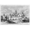 "KLASZTOR KS. BERNARDYNÓW W SOKALU, przed pożarem w r. 1843. (Rys. z litografii Fabijański)."