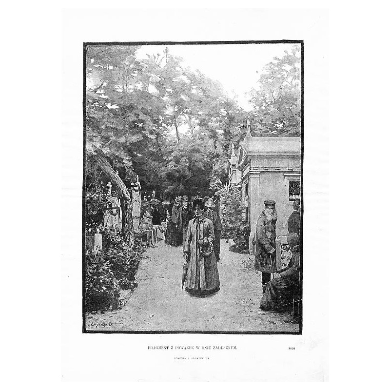 Fragment z Powązek w Dniu Zadusznym. Rysunek J. Pankiewicza / "FRAGMENT Z POWĄZEK W DNIU ZADUSZNYM. RYSUNEK J. PANKIEWICZA. 8008