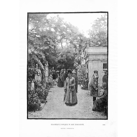 Fragment z Powązek w Dniu Zadusznym. Rysunek J. Pankiewicza / "FRAGMENT Z POWĄZEK W DNIU ZADUSZNYM. RYSUNEK J. PANKIEWICZA. 8008