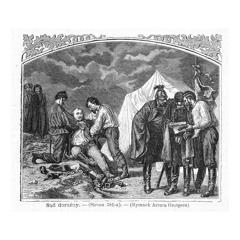 "Sąd doraźny. [...] (Rysunek Artura Grotgera)."